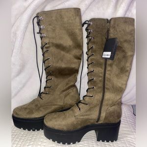 Platform Knee High Faux Suede Boots